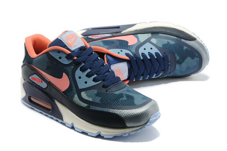 Nike Air Max 90 Chaussures Femmes Pre TAPE fonce bleu clair Organge (2)